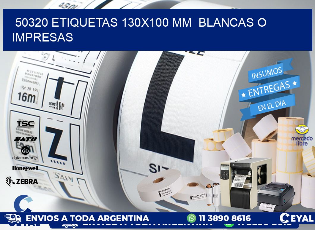 50320 ETIQUETAS 130x100 mm  BLANCAS O IMPRESAS