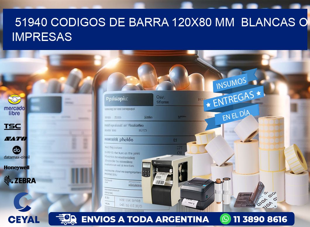 51940 CODIGOS DE BARRA 120×80 mm  BLANCAS O IMPRESAS