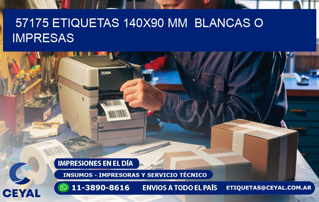 57175 ETIQUETAS 140x90 mm  BLANCAS O IMPRESAS