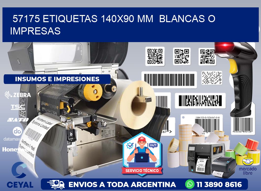 57175 ETIQUETAS 140x90 mm  BLANCAS O IMPRESAS