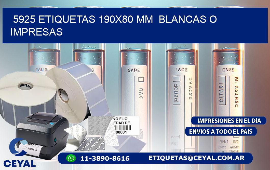5925 ETIQUETAS 190x80 mm  BLANCAS O IMPRESAS