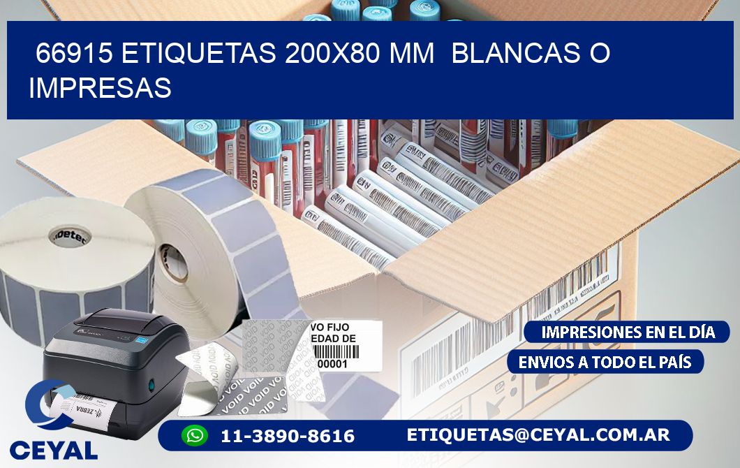 66915 ETIQUETAS 200x80 mm  BLANCAS O IMPRESAS