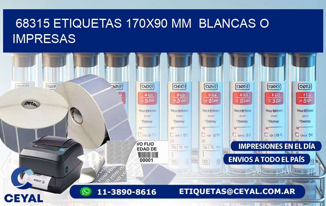 68315 ETIQUETAS 170×90 mm  BLANCAS O IMPRESAS