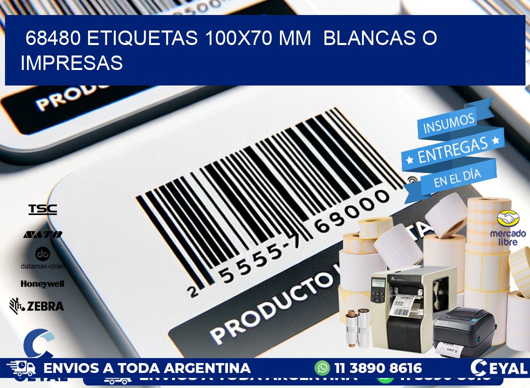 68480 ETIQUETAS 100x70 mm  BLANCAS O IMPRESAS