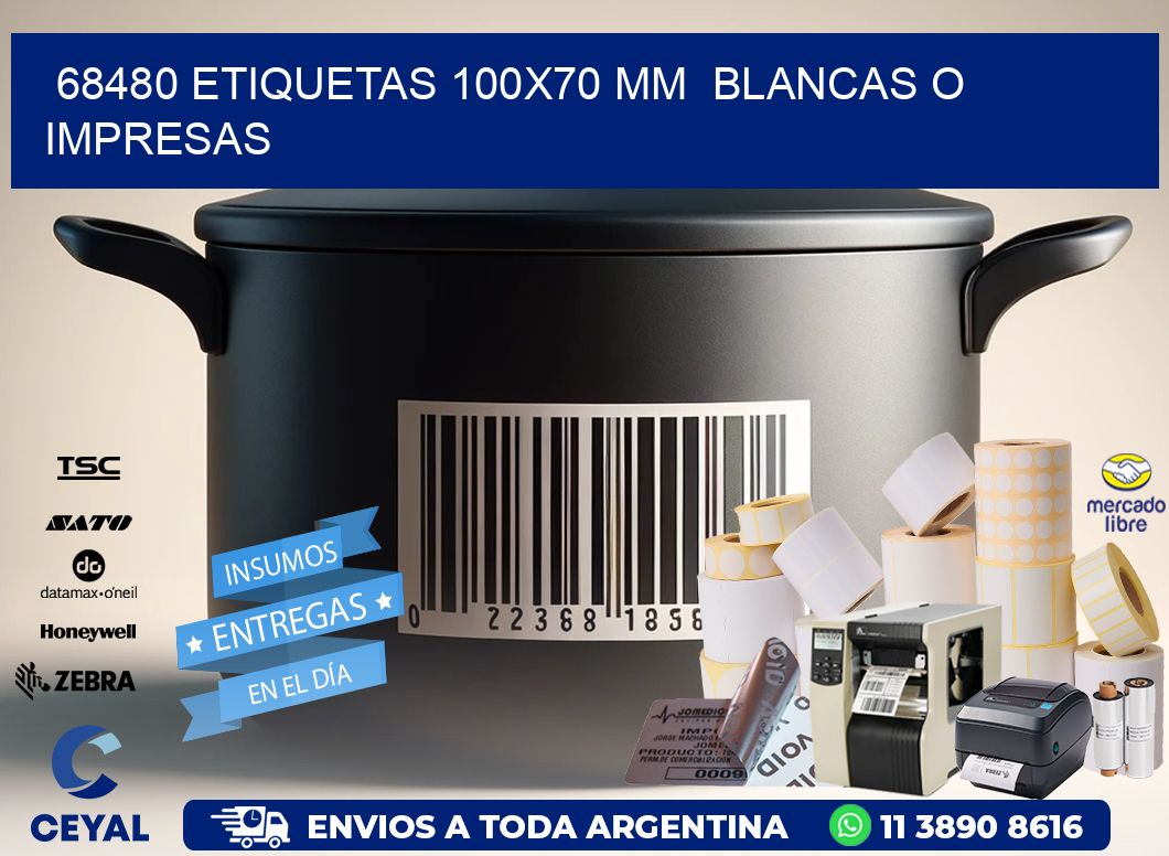 68480 ETIQUETAS 100x70 mm  BLANCAS O IMPRESAS