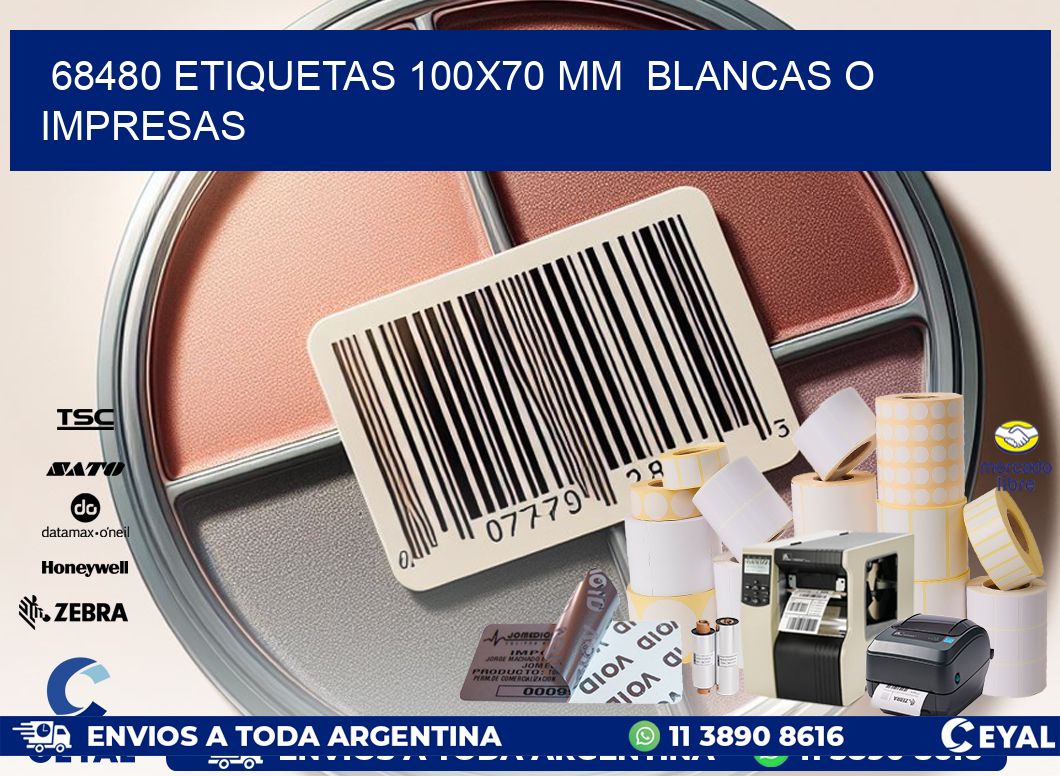 68480 ETIQUETAS 100×70 mm  BLANCAS O IMPRESAS
