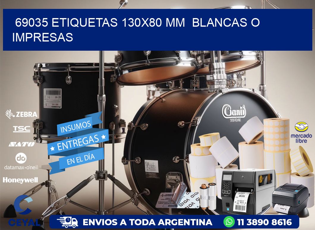 69035 ETIQUETAS 130x80 mm  BLANCAS O IMPRESAS