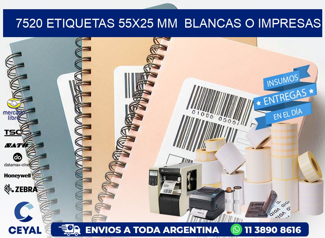 7520 ETIQUETAS 55x25 mm  BLANCAS O IMPRESAS