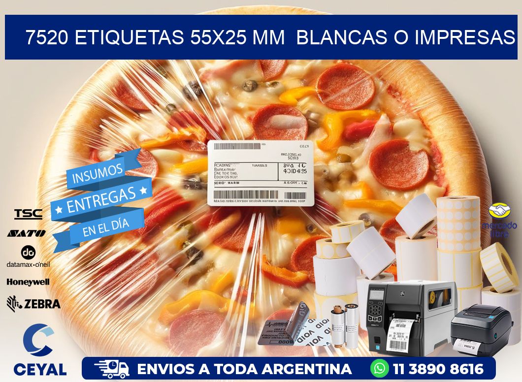 7520 ETIQUETAS 55x25 mm  BLANCAS O IMPRESAS
