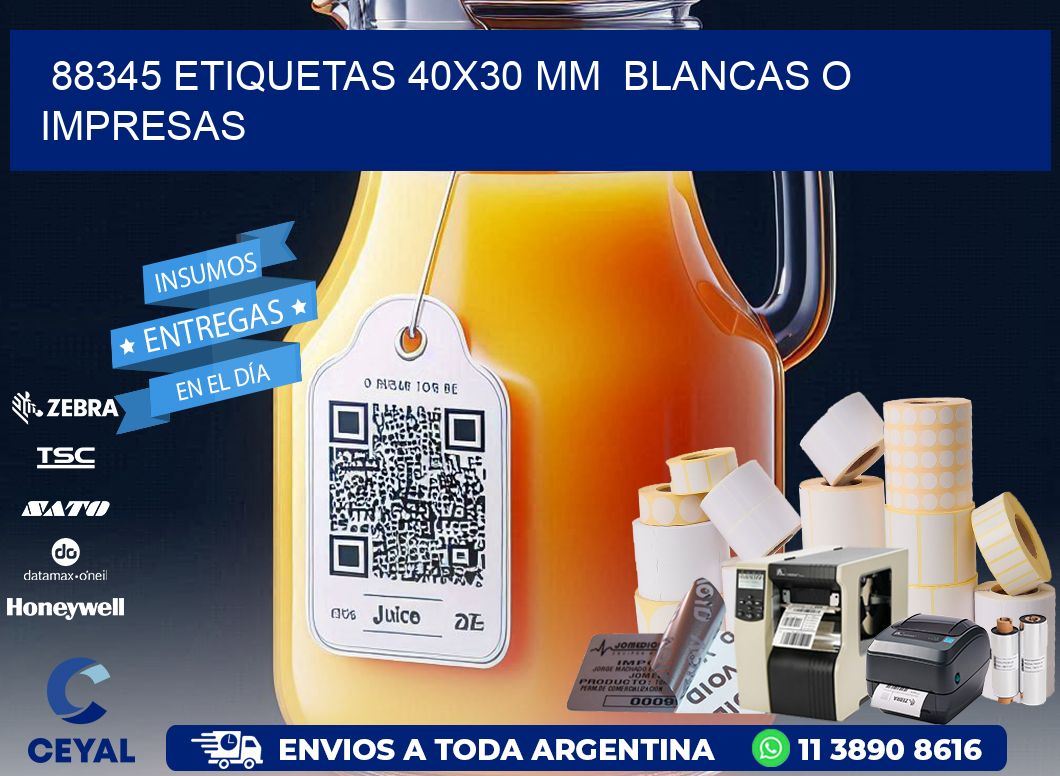 88345 ETIQUETAS 40x30 mm  BLANCAS O IMPRESAS