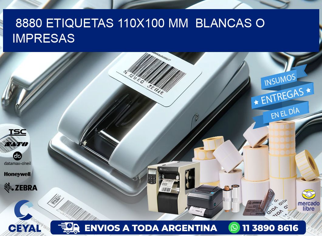 8880 ETIQUETAS 110x100 mm  BLANCAS O IMPRESAS