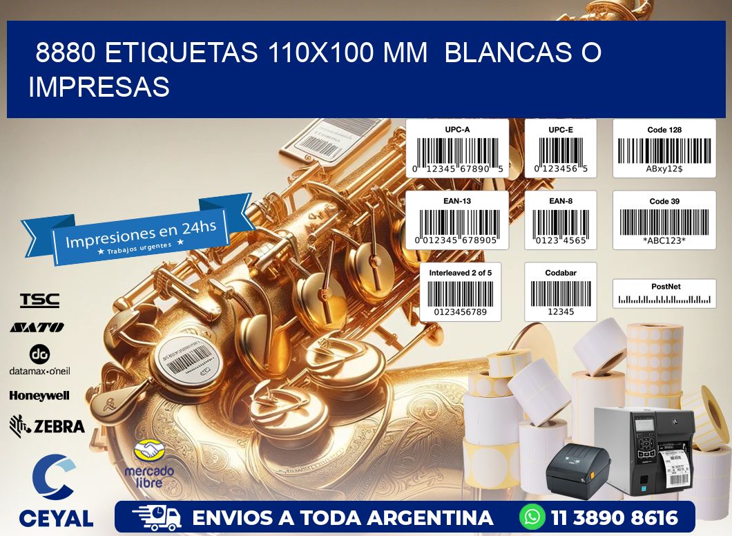 8880 ETIQUETAS 110x100 mm  BLANCAS O IMPRESAS