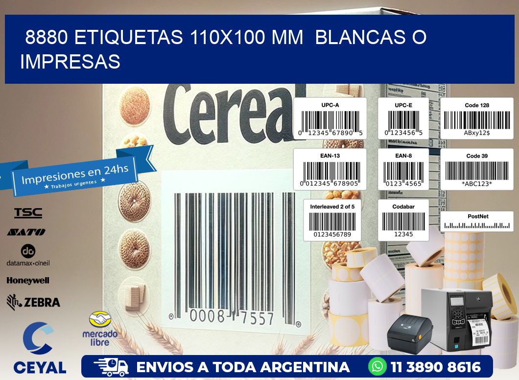 8880 ETIQUETAS 110x100 mm  BLANCAS O IMPRESAS