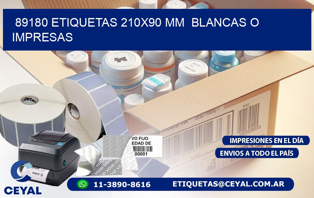 89180 ETIQUETAS 210x90 mm  BLANCAS O IMPRESAS