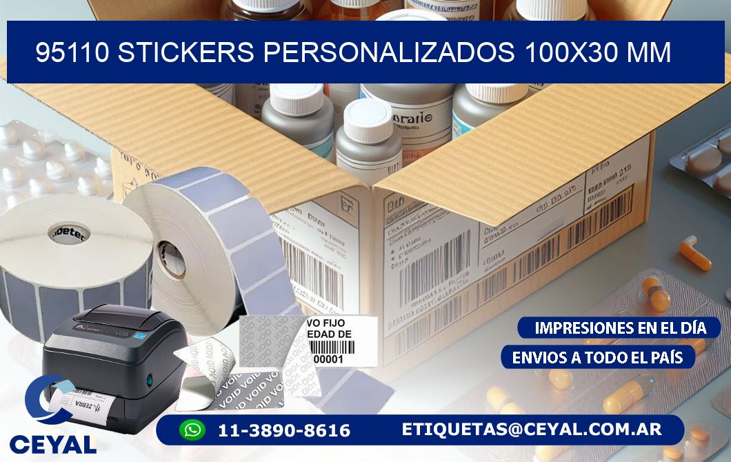95110 STICKERS PERSONALIZADOS 100x30 mm