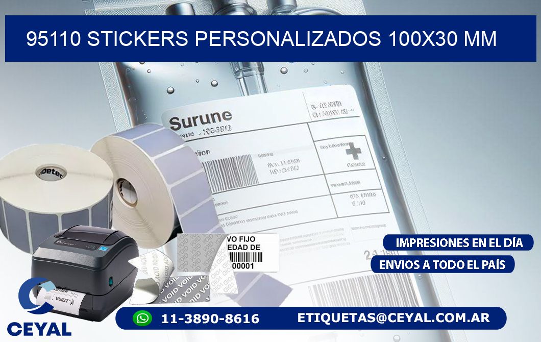 95110 STICKERS PERSONALIZADOS 100x30 mm