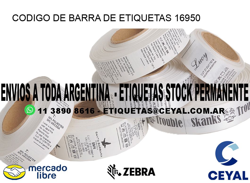 CODIGO DE BARRA DE ETIQUETAS 16950