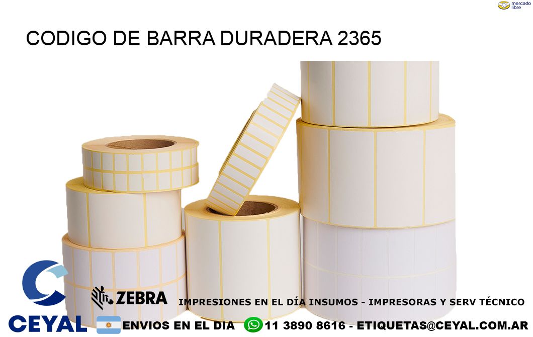 CODIGO DE BARRA DURADERA 2365