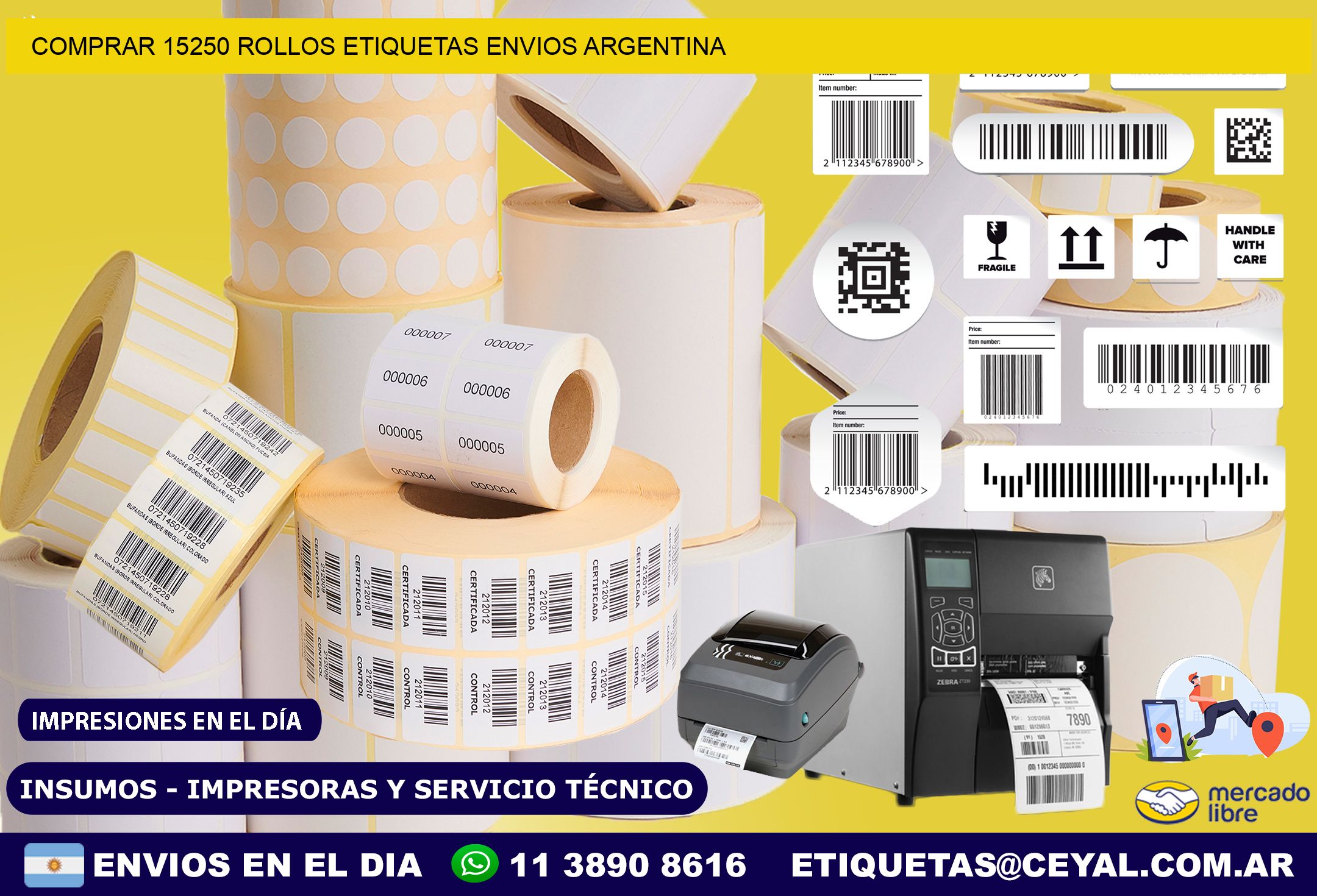 COMPRAR 15250 ROLLOS ETIQUETAS ENVIOS ARGENTINA