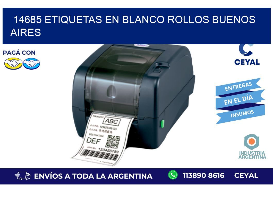 14685 ETIQUETAS EN BLANCO ROLLOS BUENOS AIRES