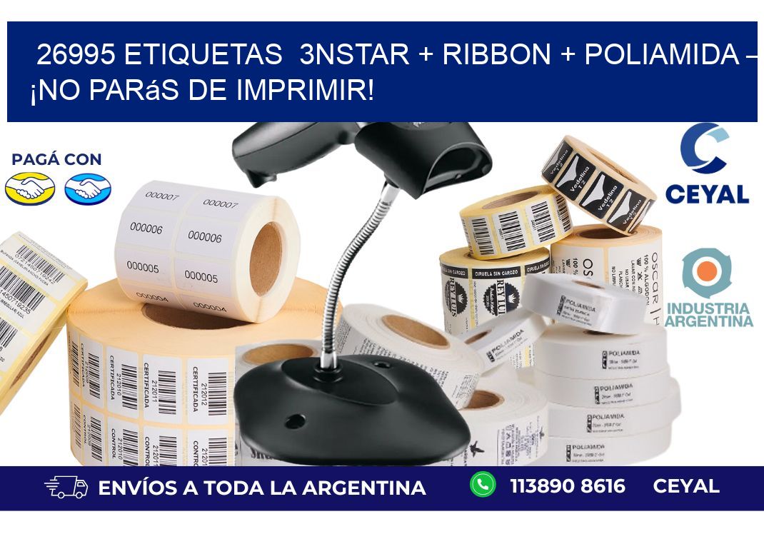 26995 etiquetas  3nStar + Ribbon + poliamida – ¡No Parás de Imprimir!