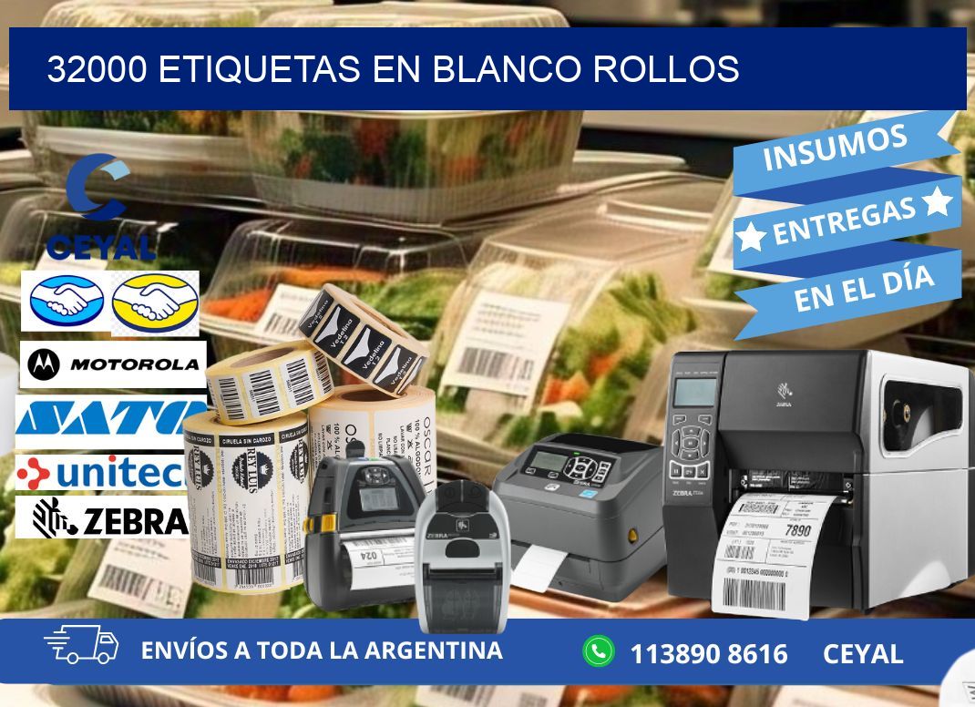 32000 ETIQUETAS EN BLANCO ROLLOS