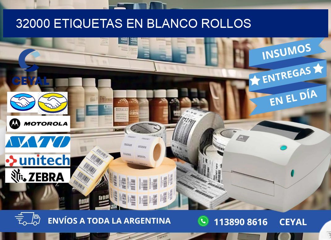 32000 ETIQUETAS EN BLANCO ROLLOS