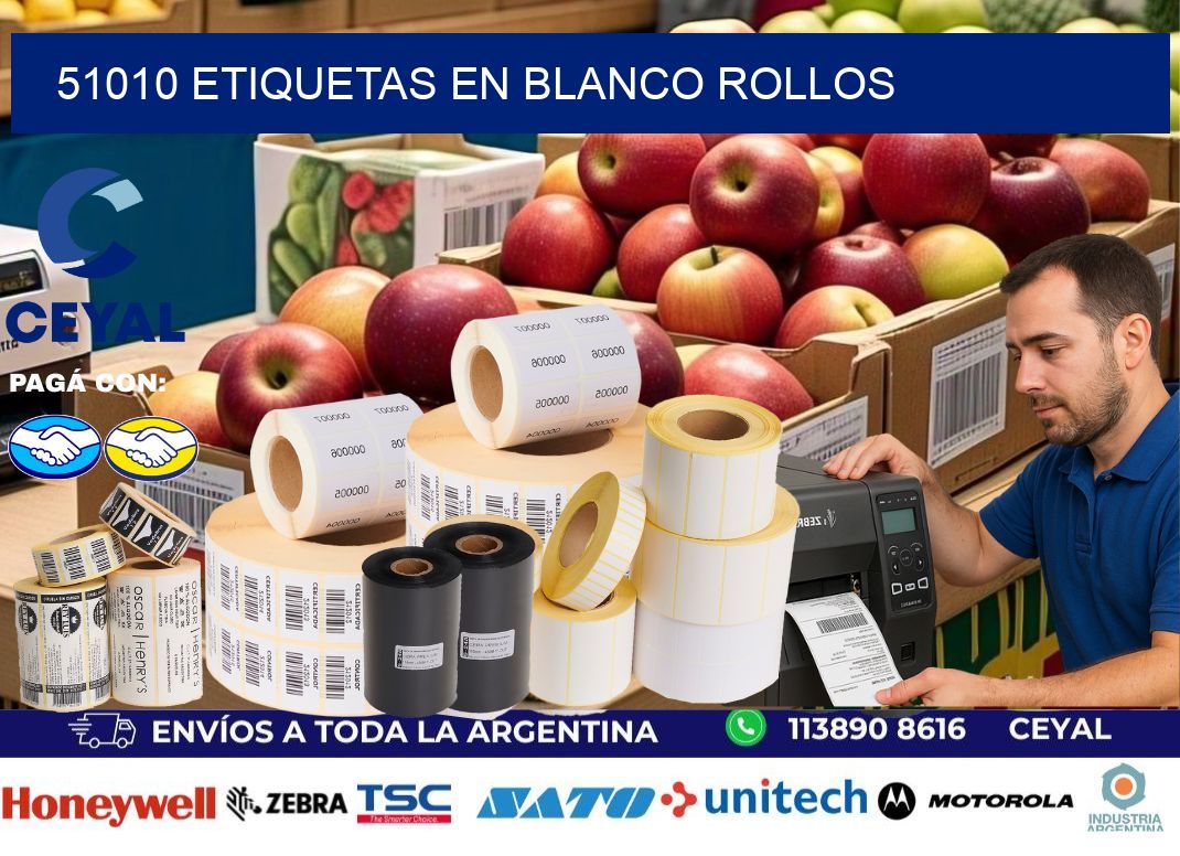 51010 ETIQUETAS EN BLANCO ROLLOS