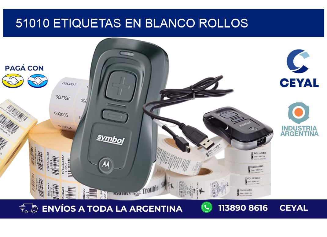51010 ETIQUETAS EN BLANCO ROLLOS