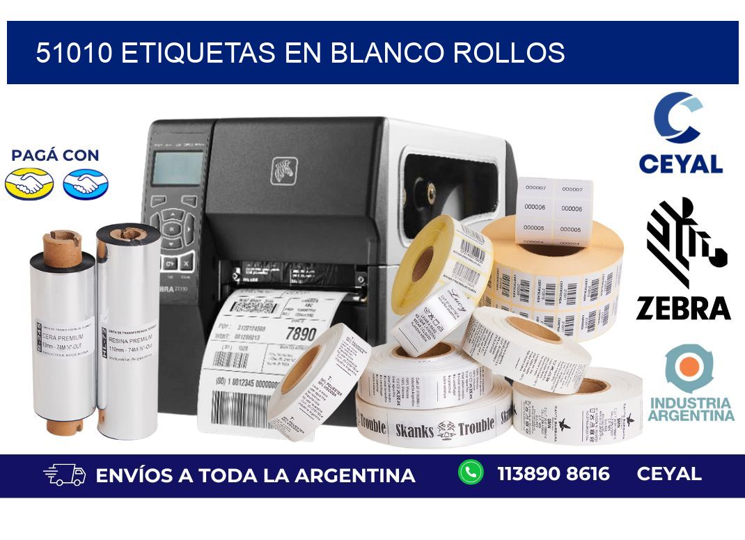 51010 ETIQUETAS EN BLANCO ROLLOS