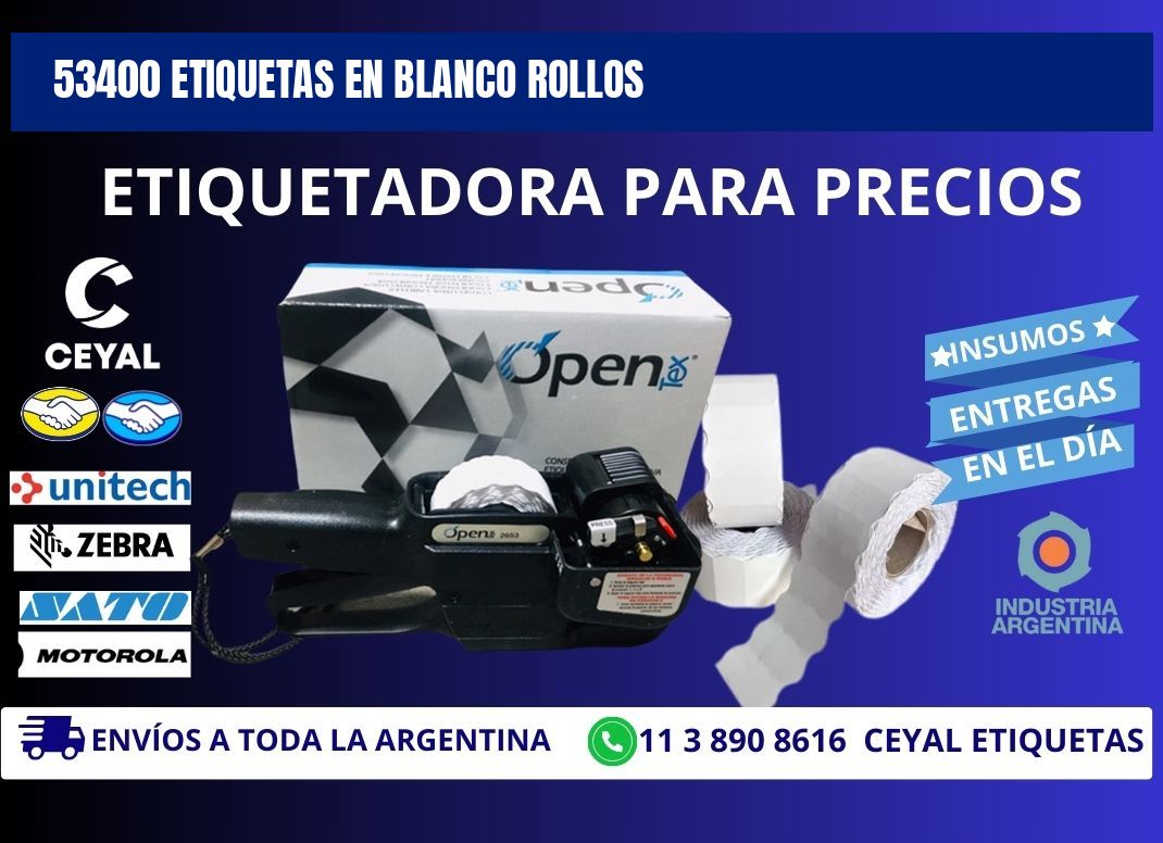 53400 ETIQUETAS EN BLANCO ROLLOS