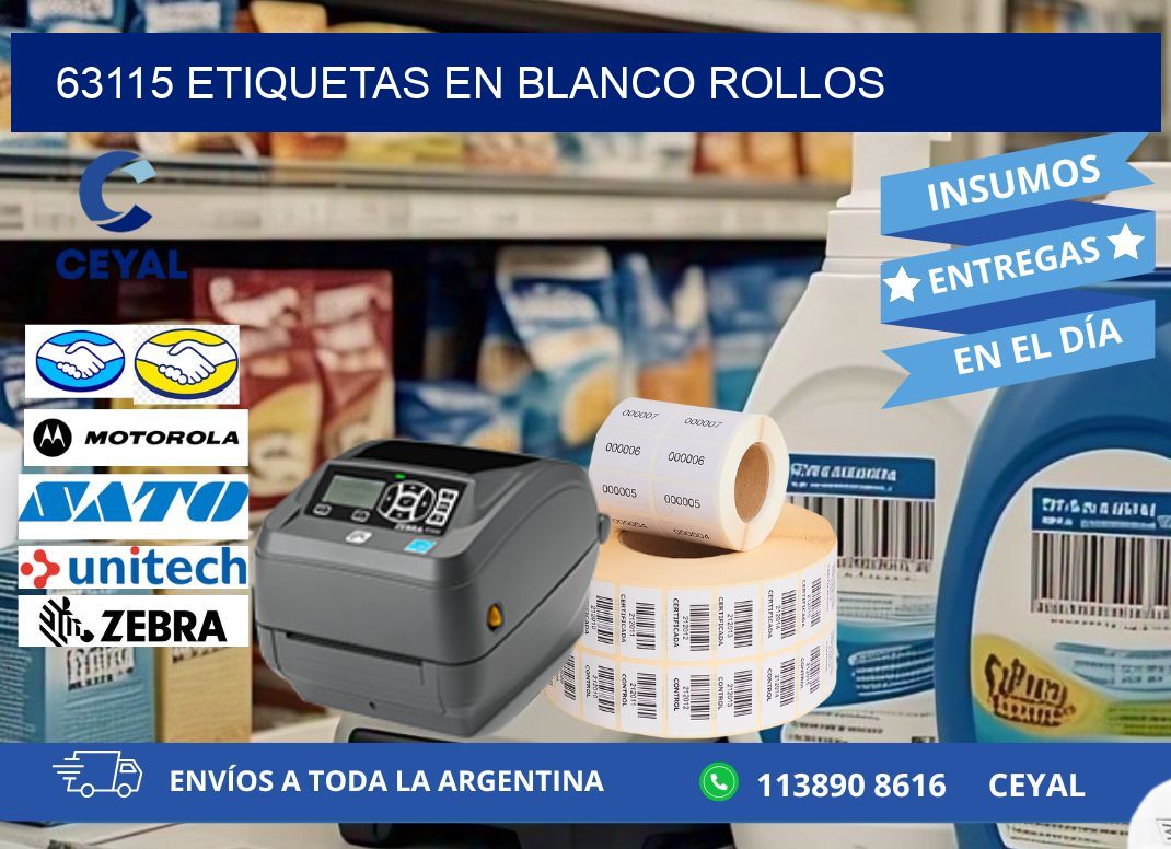 63115 ETIQUETAS EN BLANCO ROLLOS