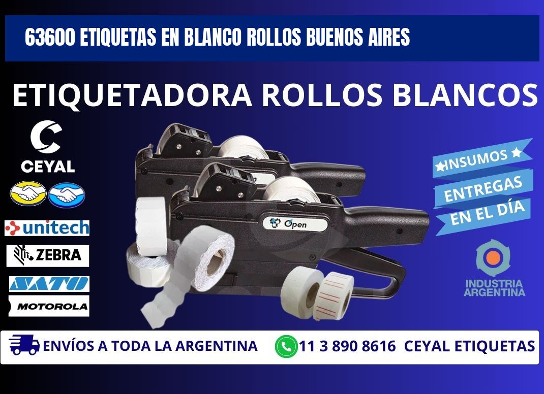 63600 ETIQUETAS EN BLANCO ROLLOS BUENOS AIRES