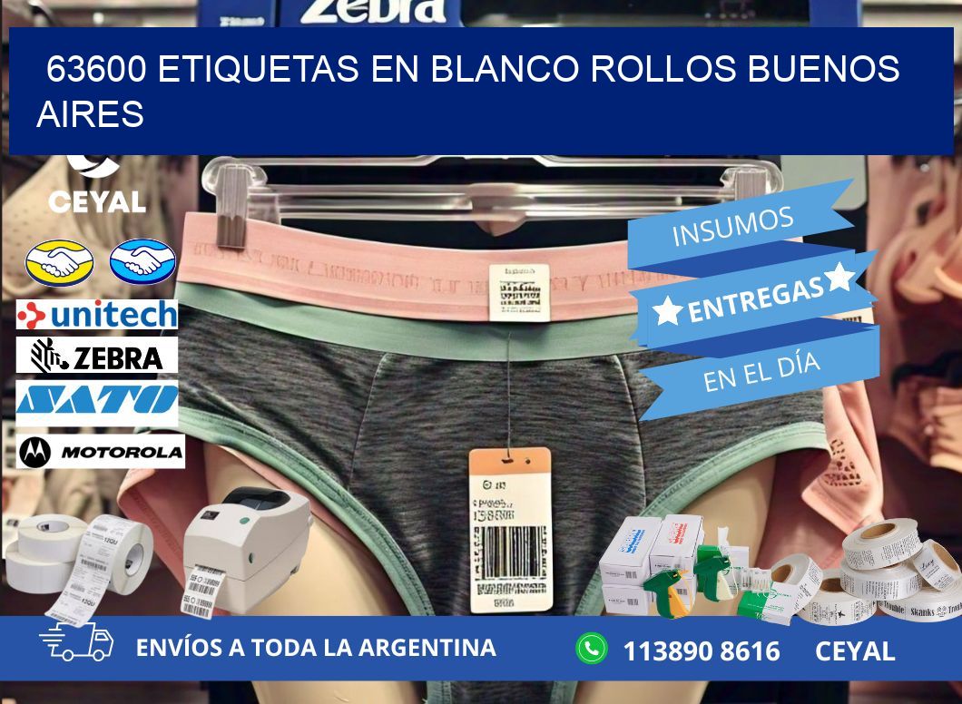 63600 ETIQUETAS EN BLANCO ROLLOS BUENOS AIRES