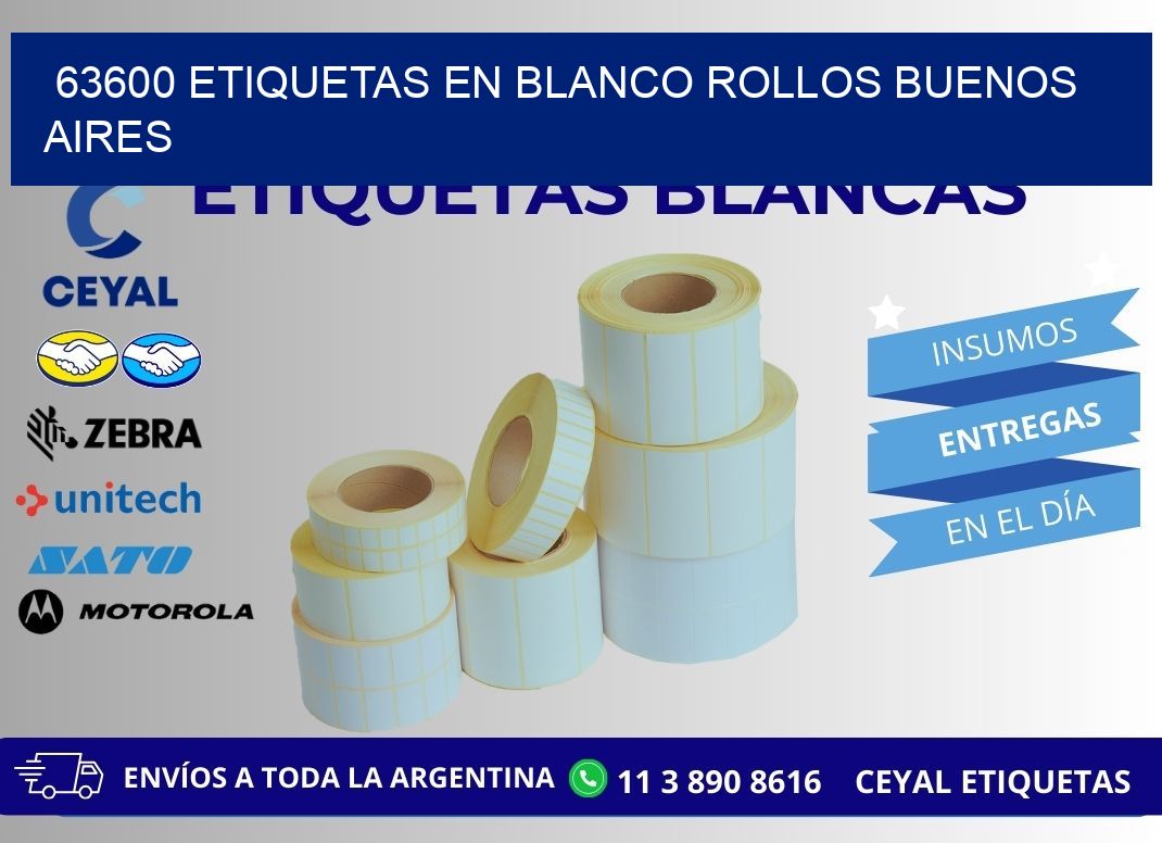 63600 ETIQUETAS EN BLANCO ROLLOS BUENOS AIRES