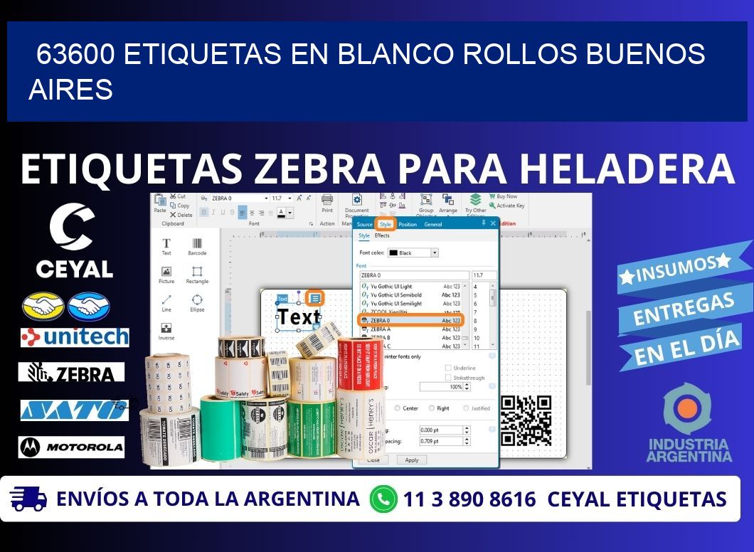 63600 ETIQUETAS EN BLANCO ROLLOS BUENOS AIRES