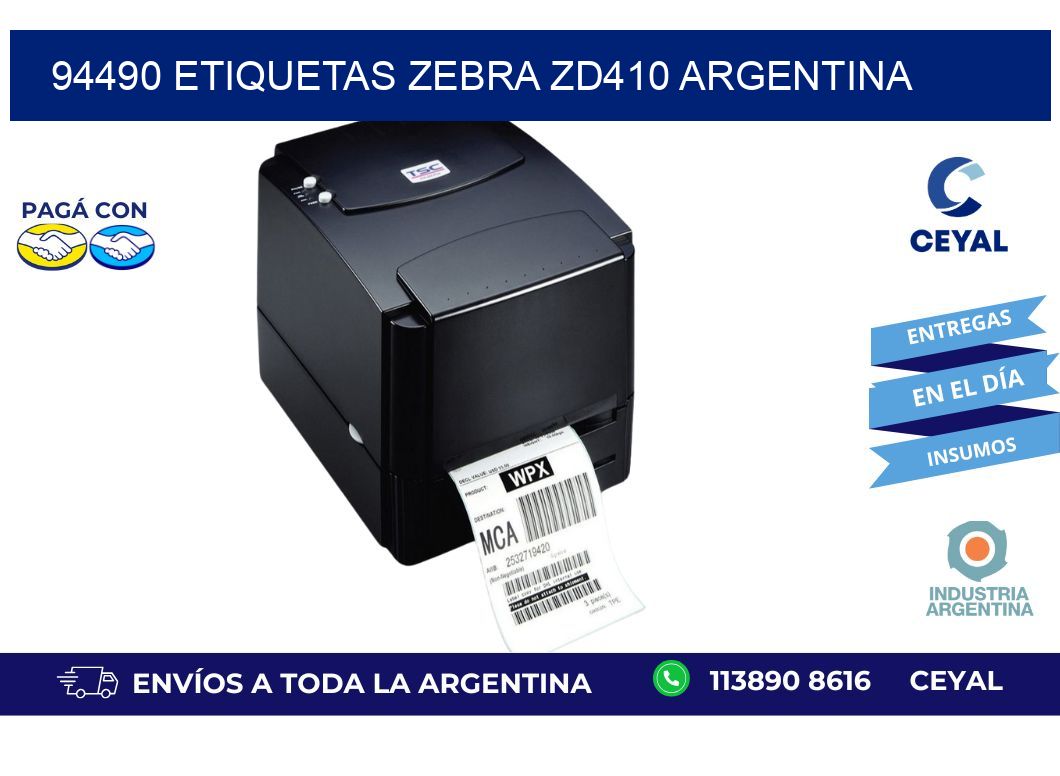 94490 etiquetas zebra zd410 argentina