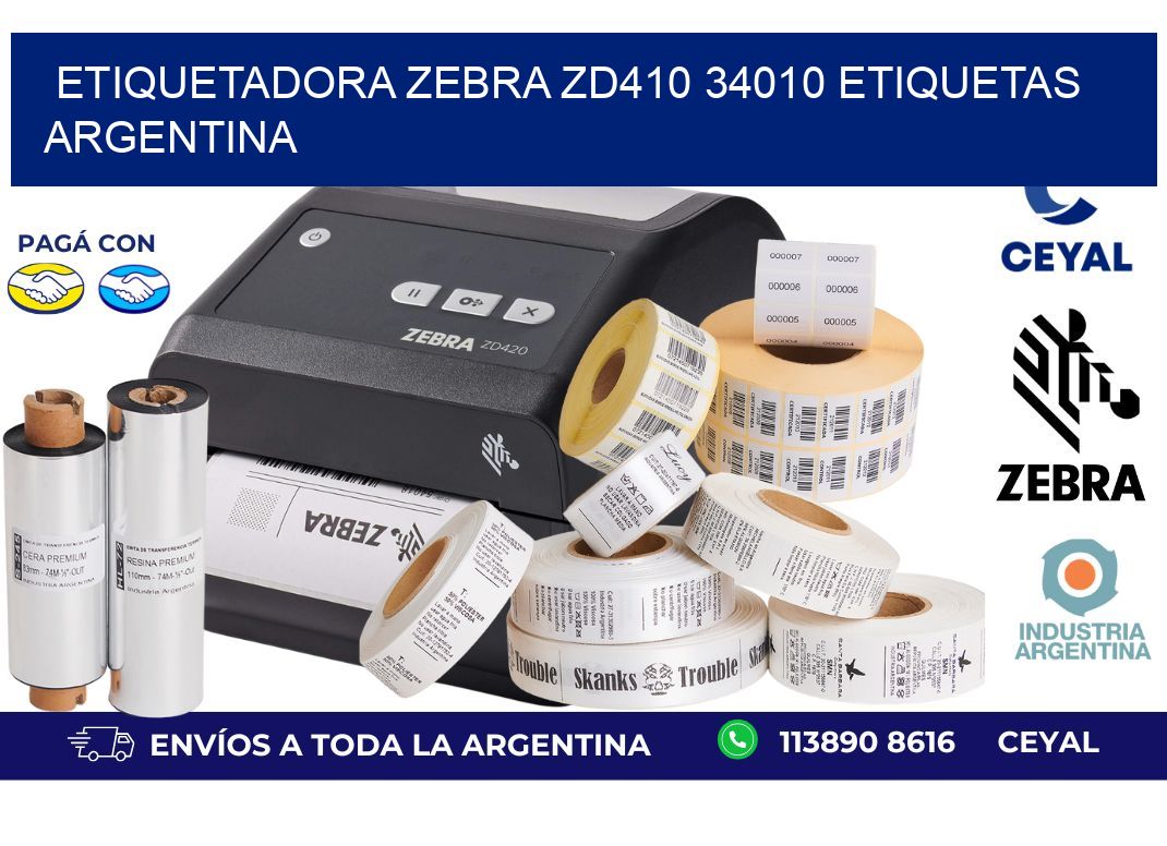 etiquetadora zebra zd410 34010 etiquetas argentina
