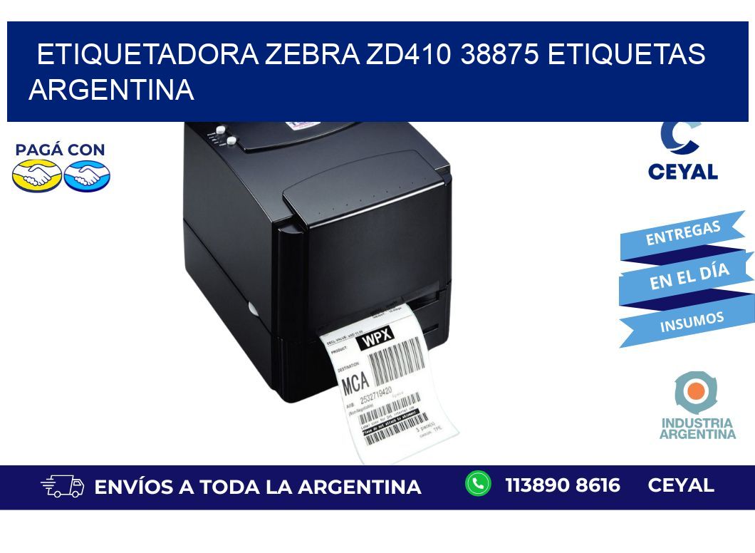 etiquetadora zebra zd410 38875 etiquetas argentina