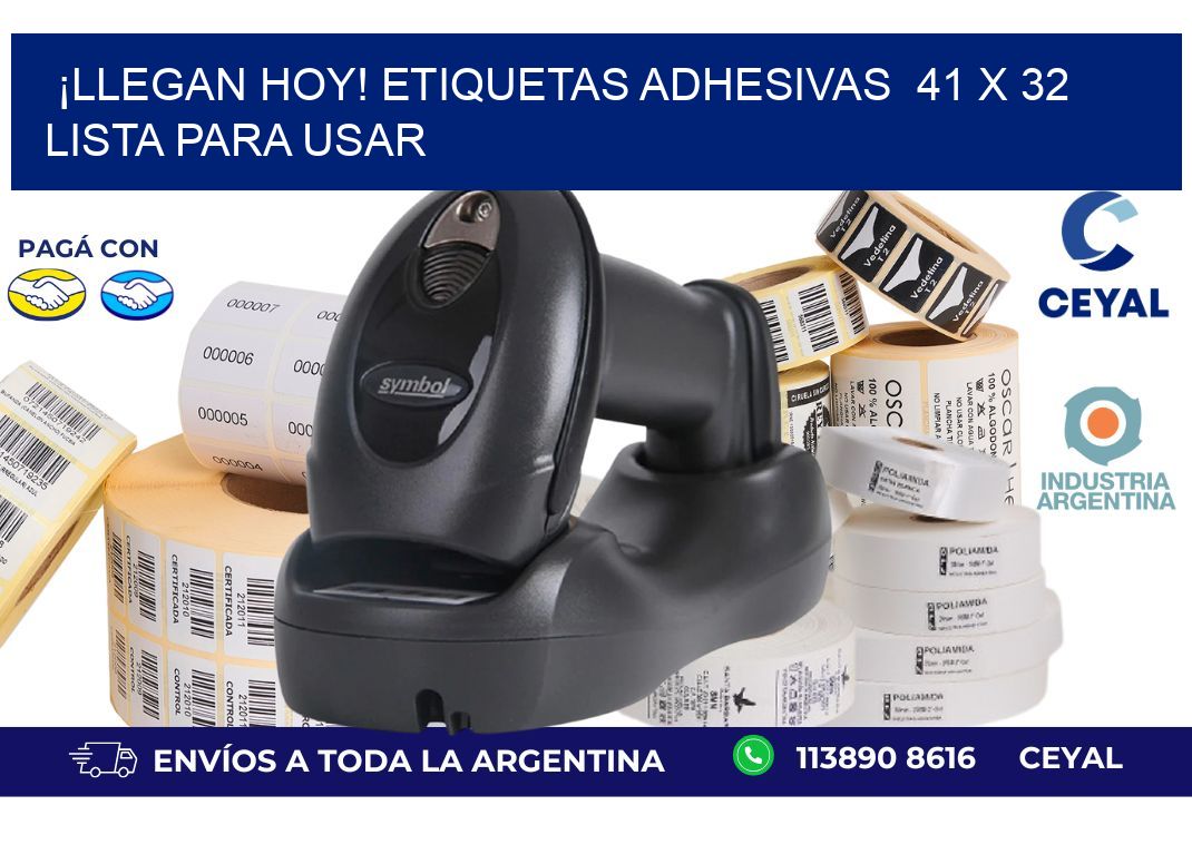 ¡Llegan Hoy! Etiquetas Adhesivas  41 x 32 Lista para Usar