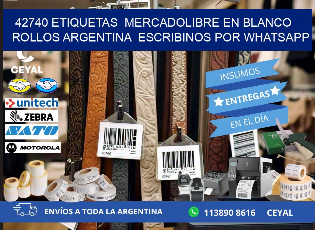 42740 ETIQUETAS  MERCADOLIBRE EN BLANCO ROLLOS ARGENTINA  ESCRIBINOS POR WHATSAPP