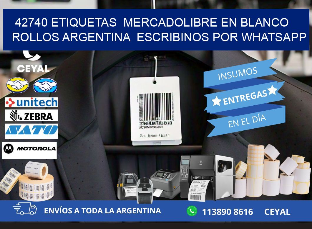 42740 ETIQUETAS  MERCADOLIBRE EN BLANCO ROLLOS ARGENTINA  ESCRIBINOS POR WHATSAPP