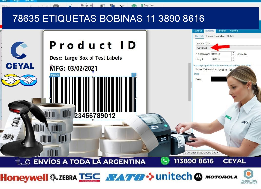 78635 ETIQUETAS BOBINAS 11 3890 8616