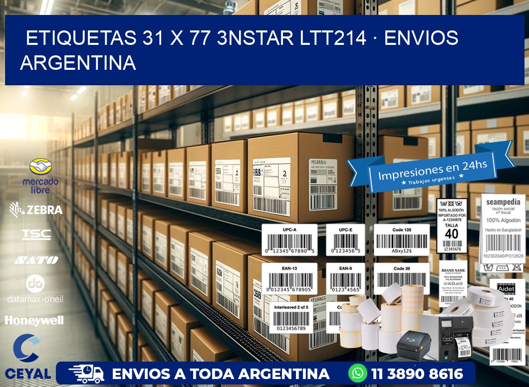 ETIQUETAS 31 x 77 3NSTAR LTT214 · ENVIOS ARGENTINA