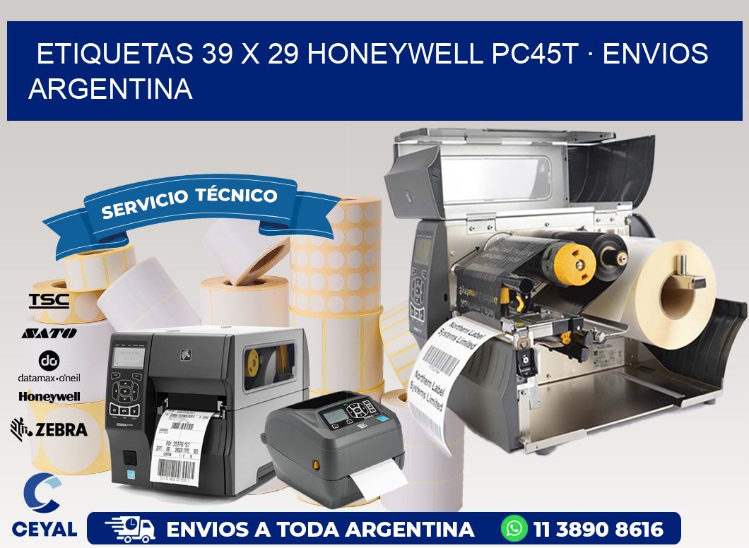 ETIQUETAS 39 x 29 HONEYWELL PC45T · ENVIOS ARGENTINA