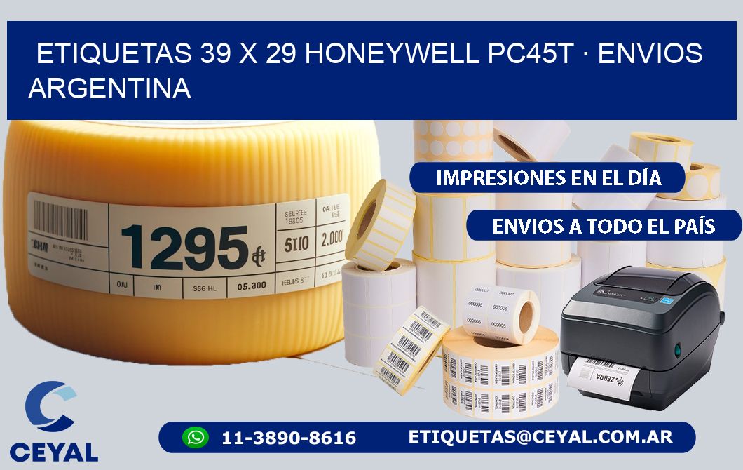 ETIQUETAS 39 x 29 HONEYWELL PC45T · ENVIOS ARGENTINA