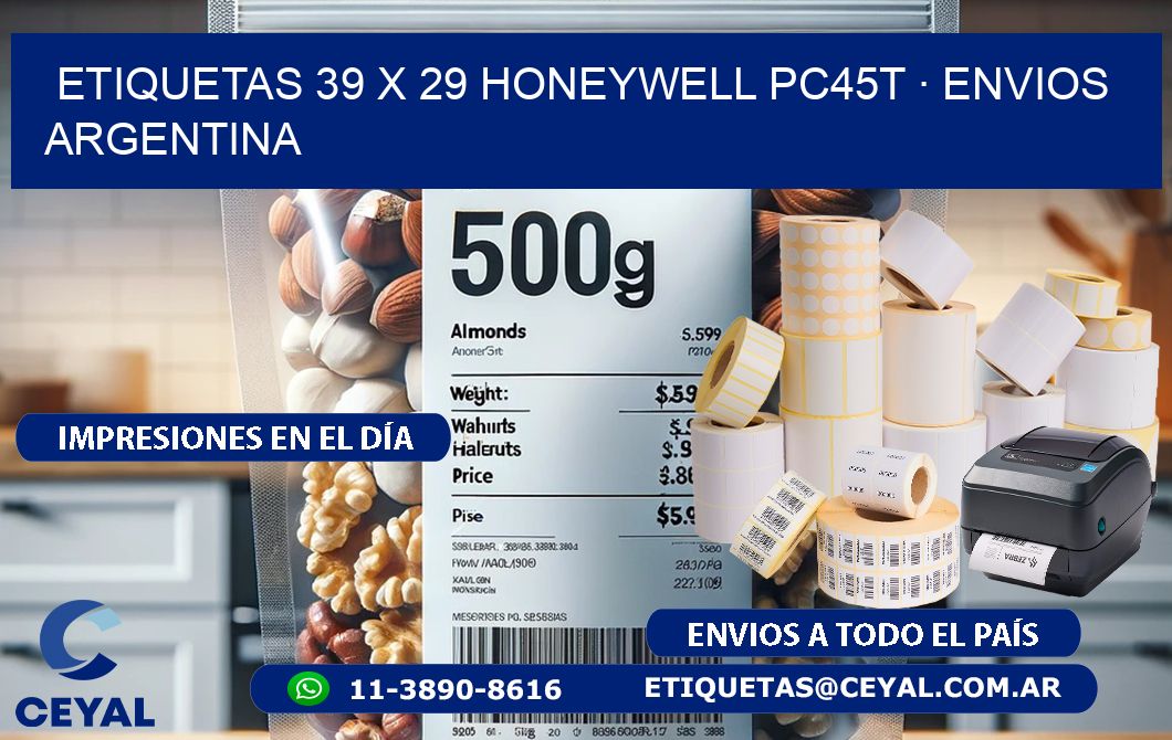 ETIQUETAS 39 x 29 HONEYWELL PC45T · ENVIOS ARGENTINA