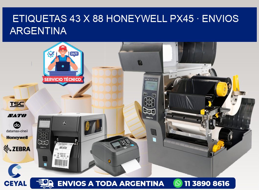 ETIQUETAS 43 x 88 HONEYWELL PX45 · ENVIOS ARGENTINA