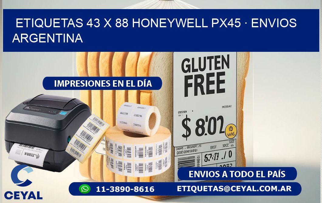 ETIQUETAS 43 x 88 HONEYWELL PX45 · ENVIOS ARGENTINA