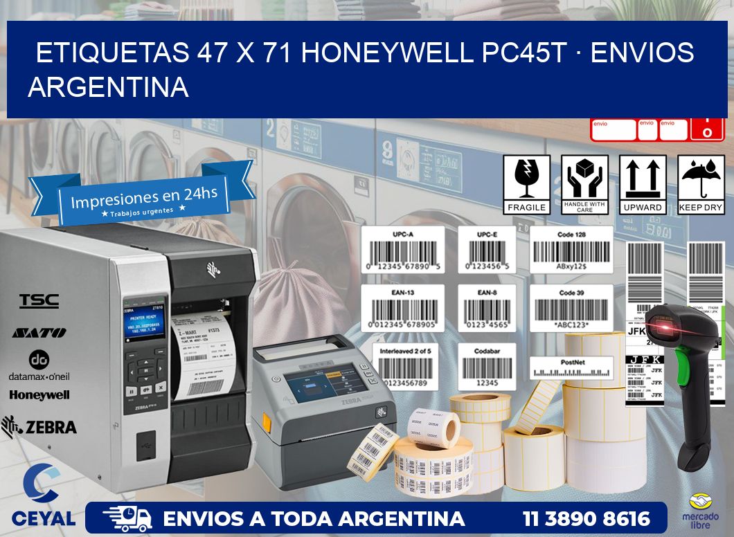 ETIQUETAS 47 x 71 HONEYWELL PC45T · ENVIOS ARGENTINA